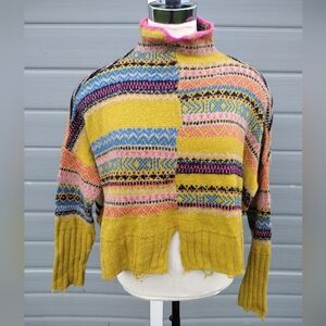 Free People "All the Pattern" Mock Neck Pullover Small